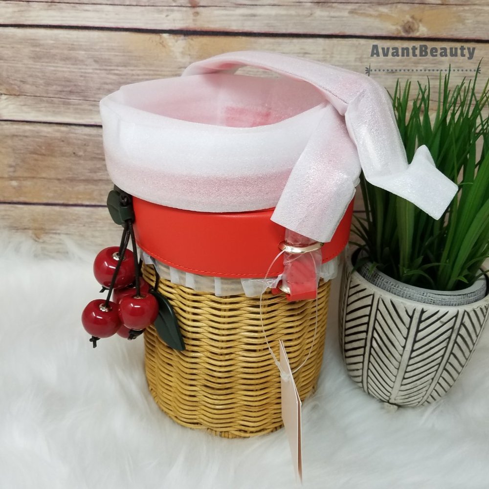 Kate Spade Picnic Cherries Wicker Crossbody Bucket - Picture 7 of 16